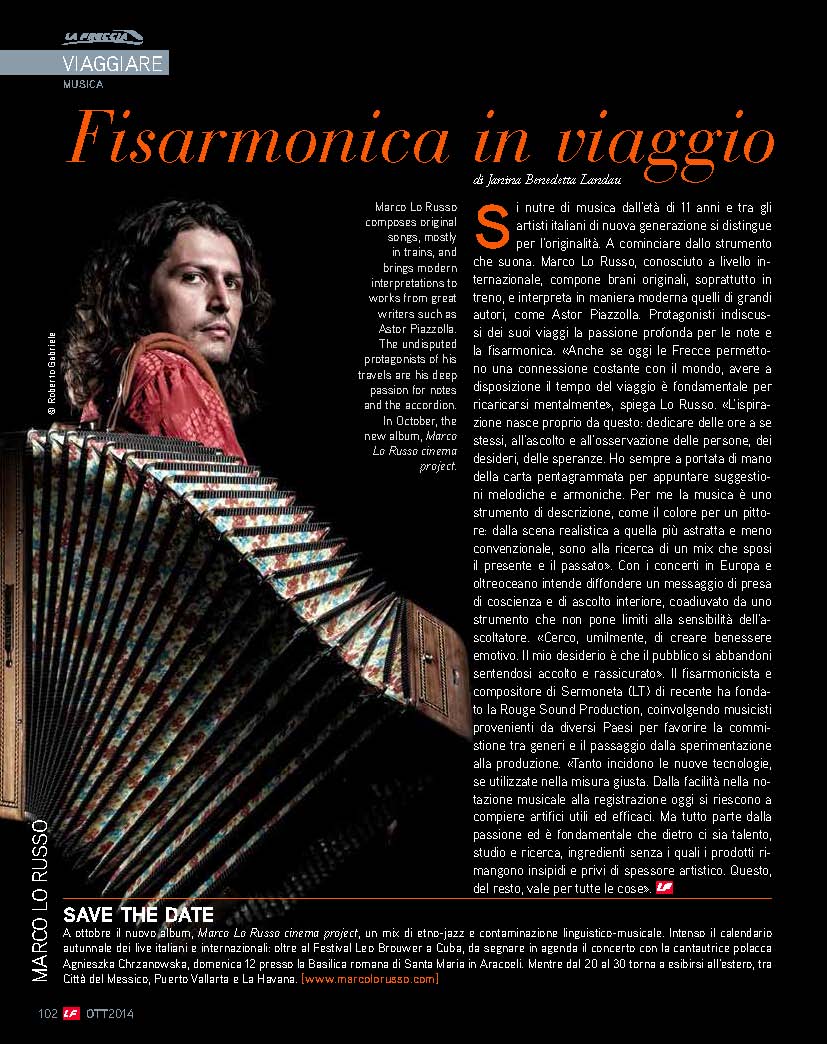 La Freccia Ottobre 2013 Marco Lo Russo Fisarmonica in Viaggio by Janina Benedetta Landau