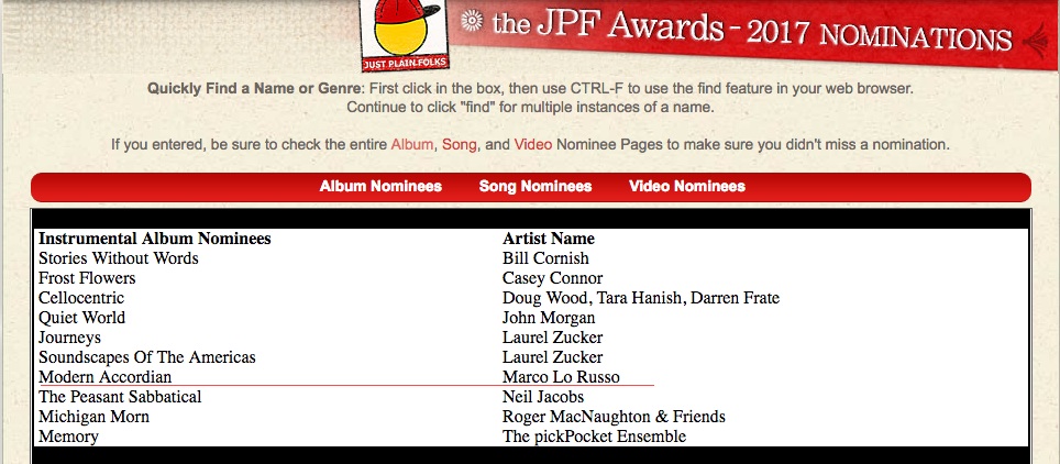 JPF Awards 2017 Nomination Modern Accordion