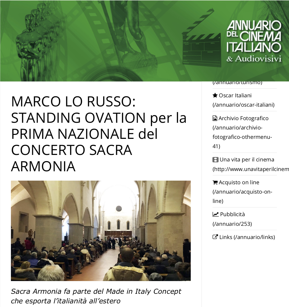 Marco Lo Russo Standing Ovation per la Prima Nazionale del Concerto Sacra Armonia